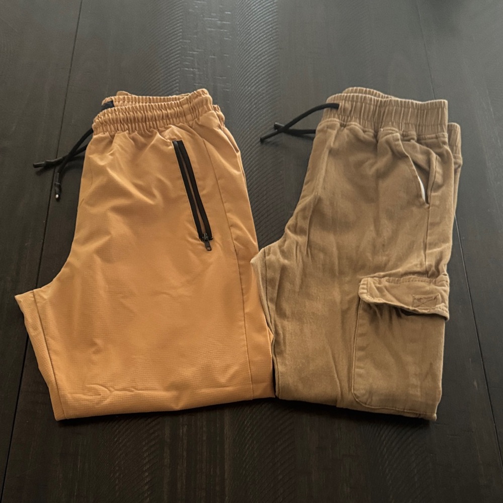 Boy’s Tan and Brown Jogger Pants Set of 2
